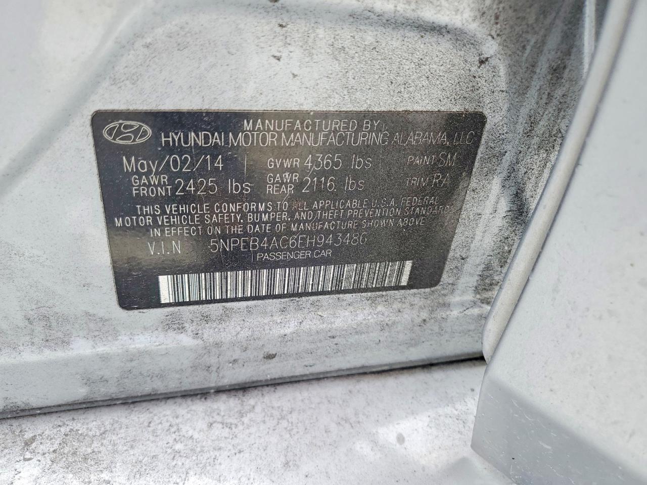 2014 Hyundai Sonata Gls Silver vin: 5NPEB4AC6EH943486