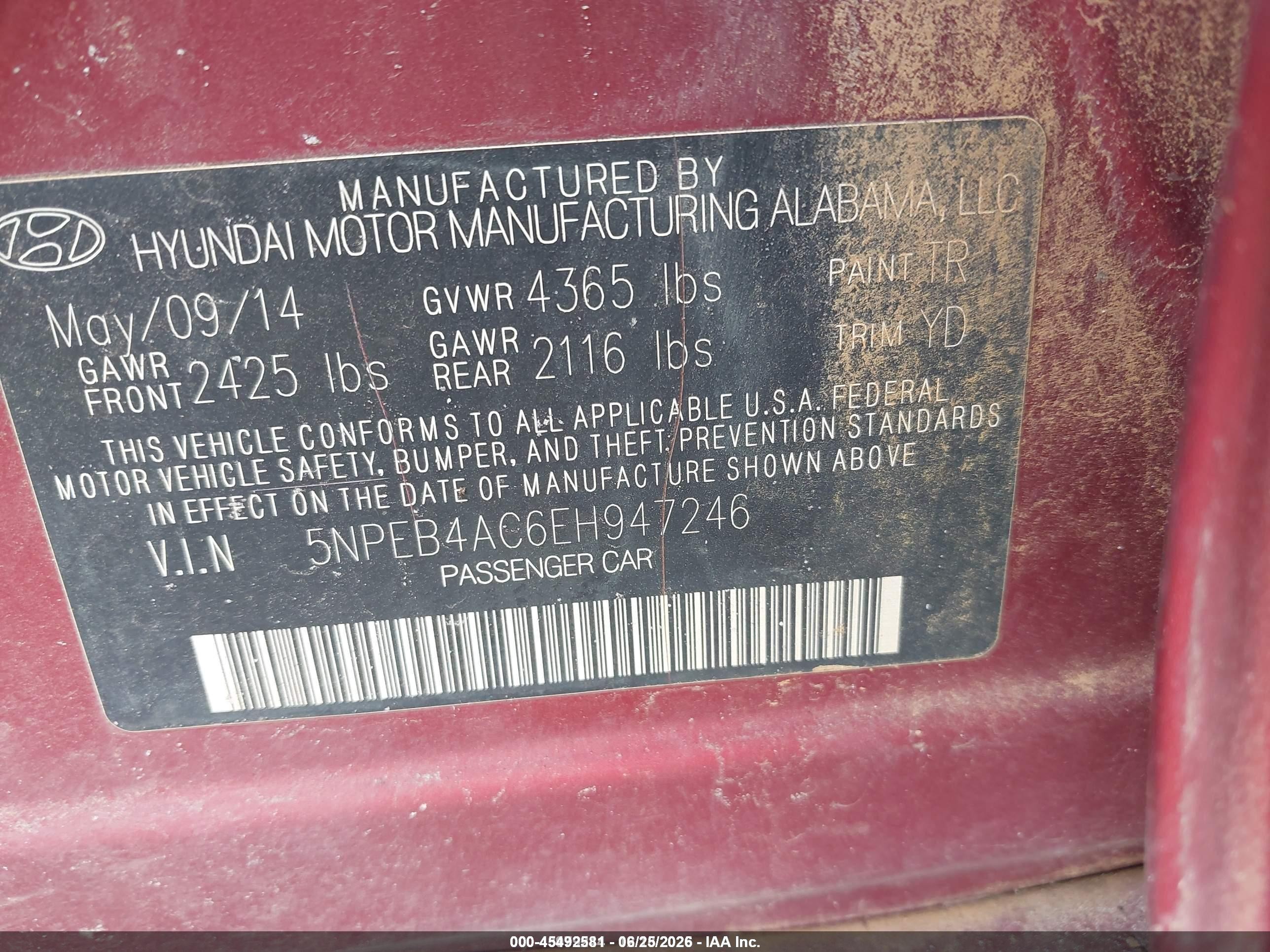 2014 Hyundai Sonata Gls Maroon vin: 5NPEB4AC6EH947246
