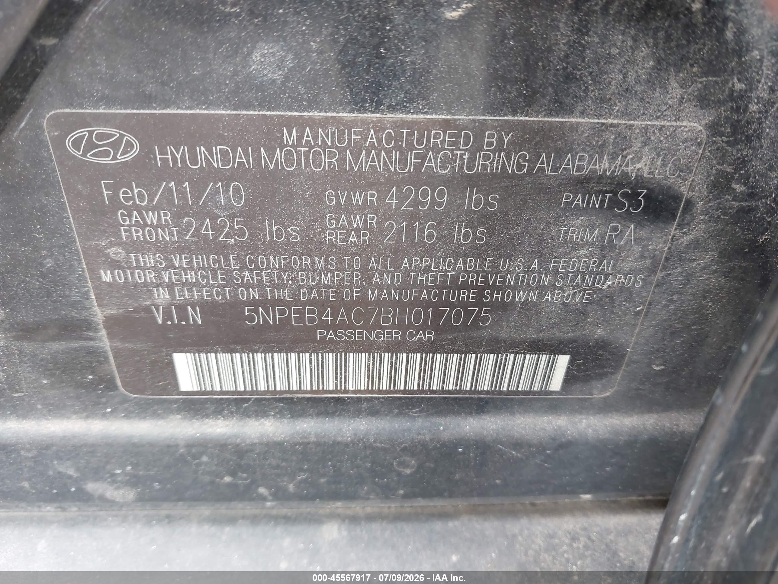 2011 Hyundai Sonata Gls Black vin: 5NPEB4AC7BH017075