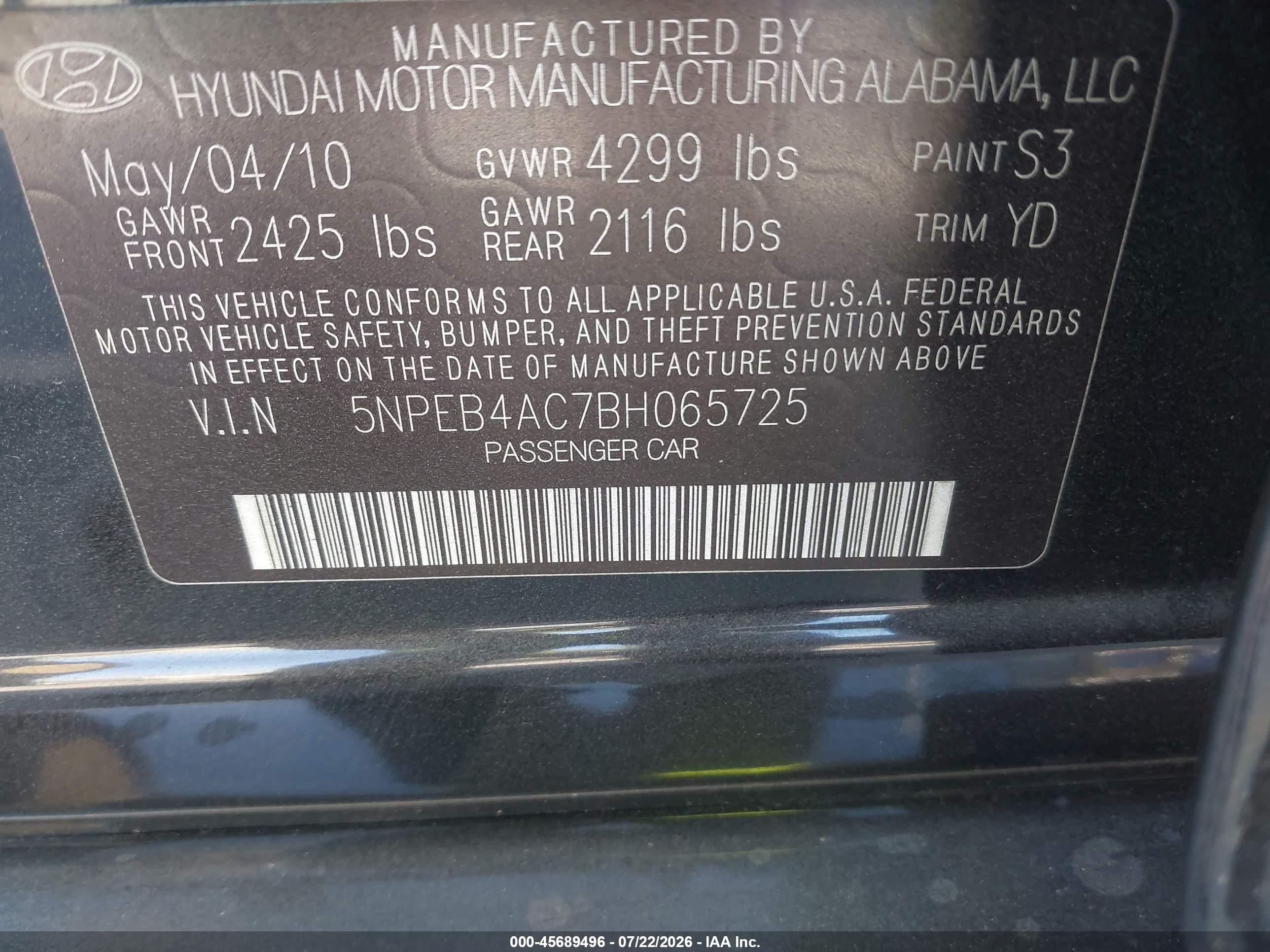 2011 Hyundai Sonata Gls Черный vin: 5NPEB4AC7BH065725