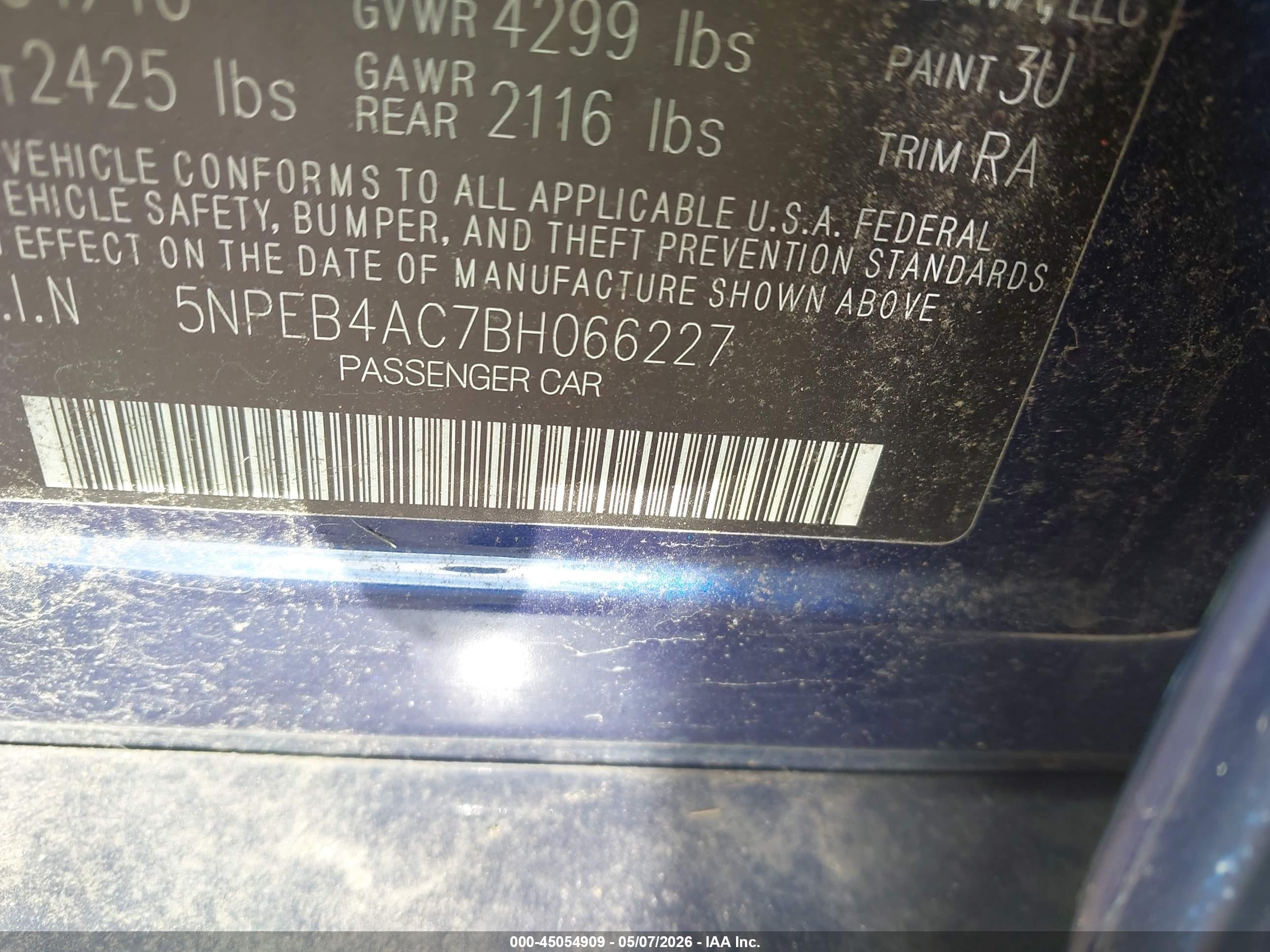 2011 Hyundai Sonata Gls Dark Blue vin: 5NPEB4AC7BH066227
