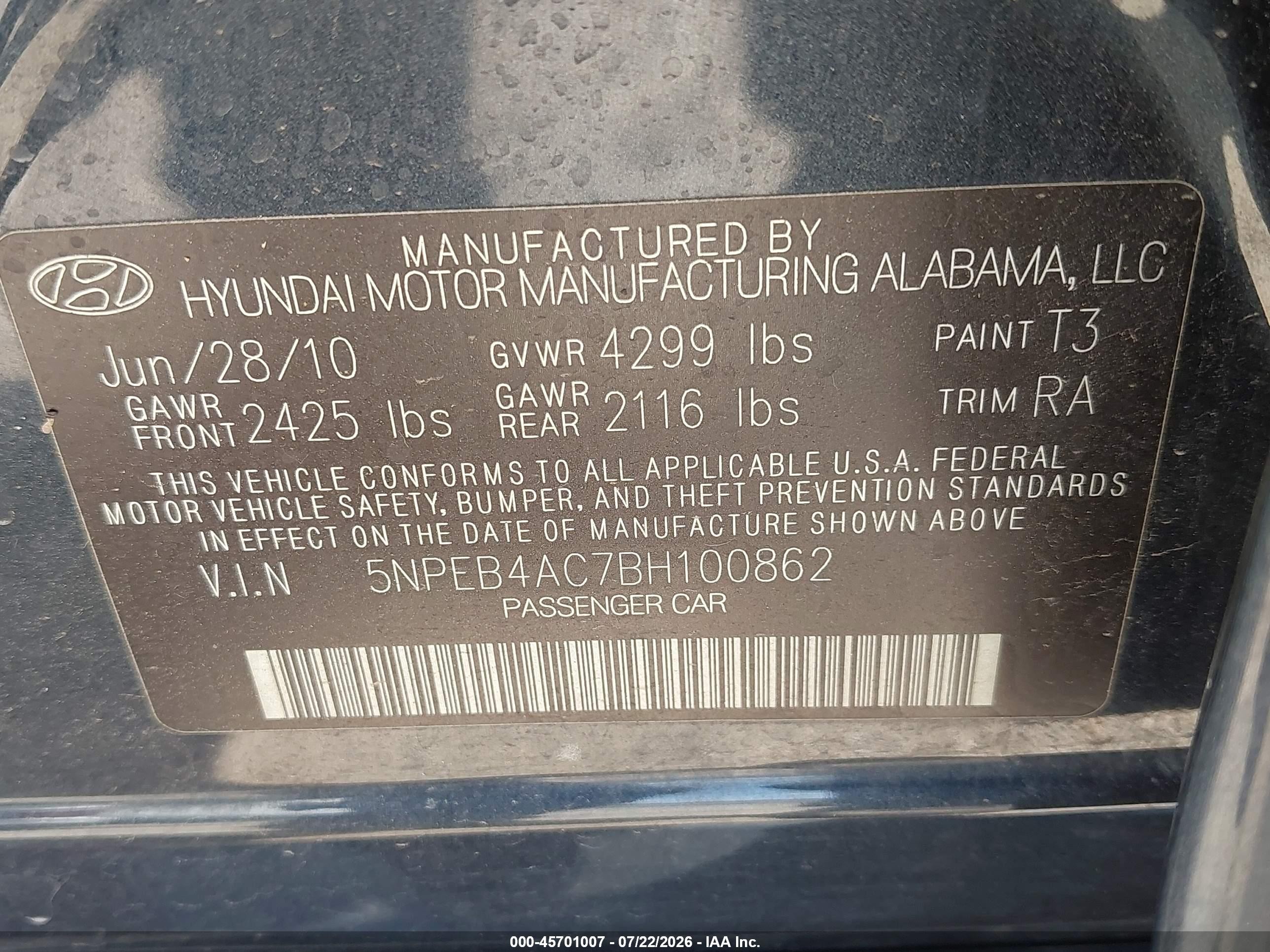2011 Hyundai Sonata Gls Black vin: 5NPEB4AC7BH100862