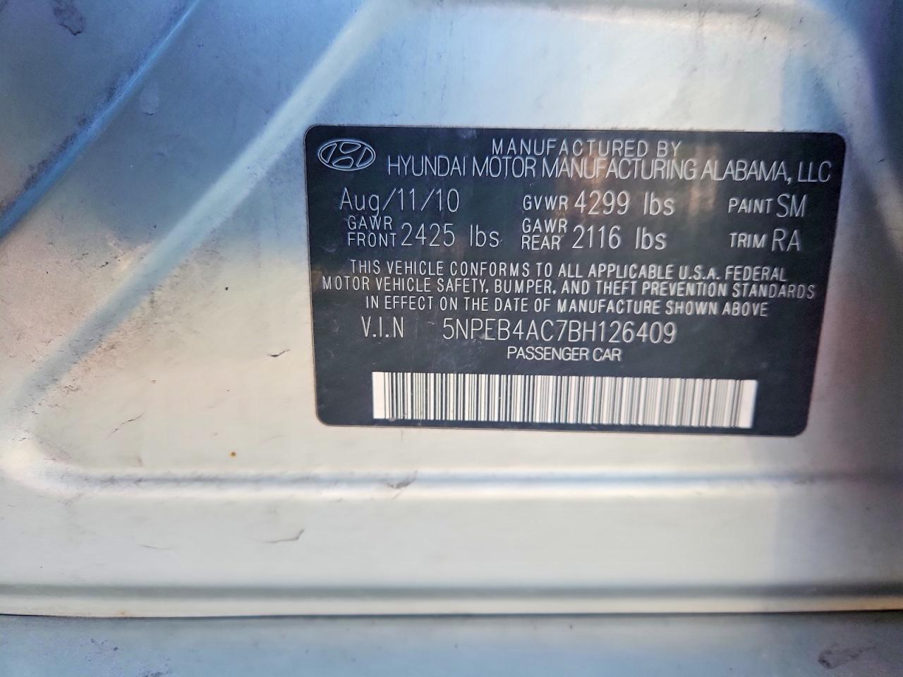 2011 Hyundai Sonata Gls Silver vin: 5NPEB4AC7BH126409
