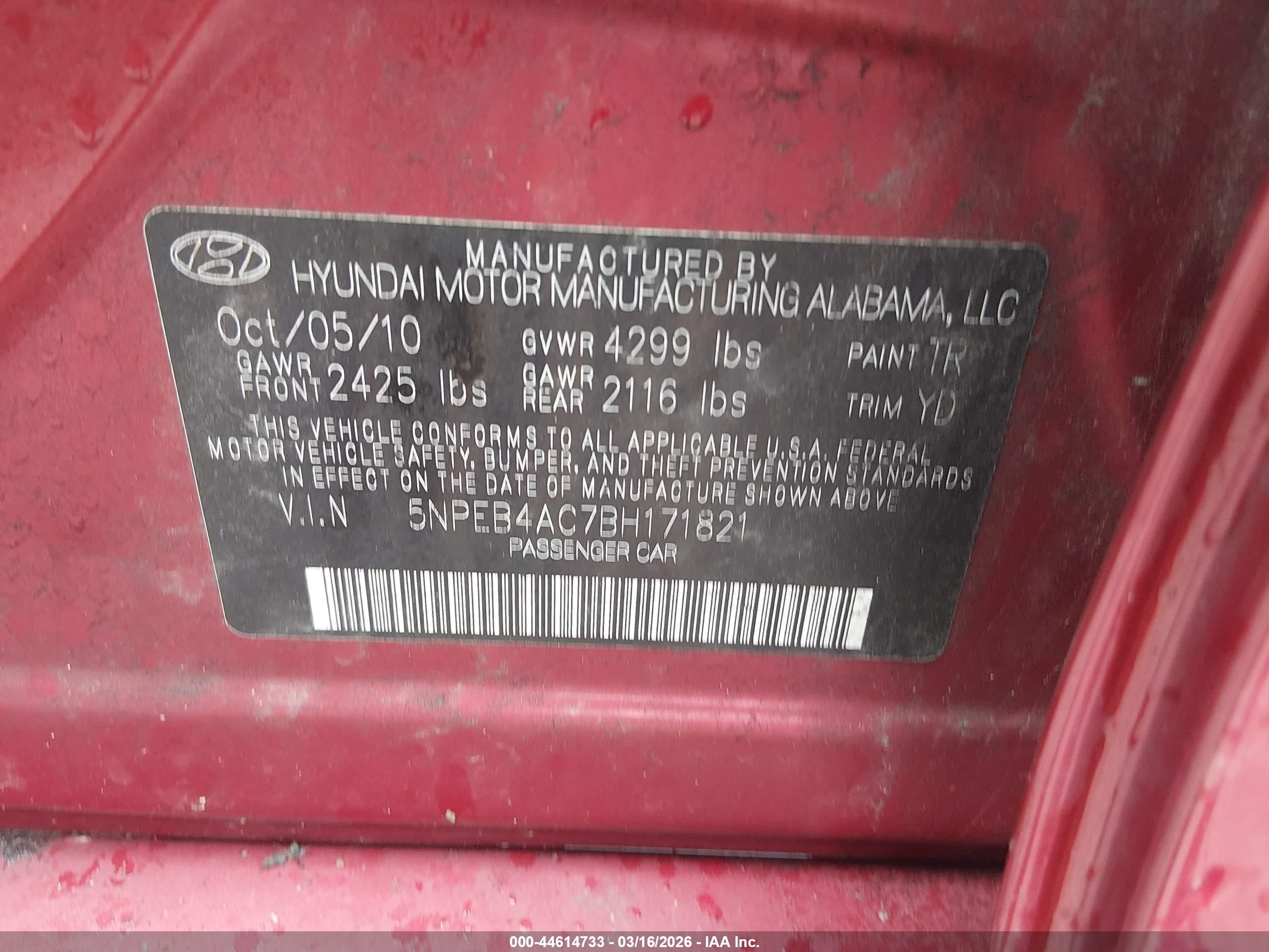 2011 Hyundai Sonata Gls Красный vin: 5NPEB4AC7BH171821