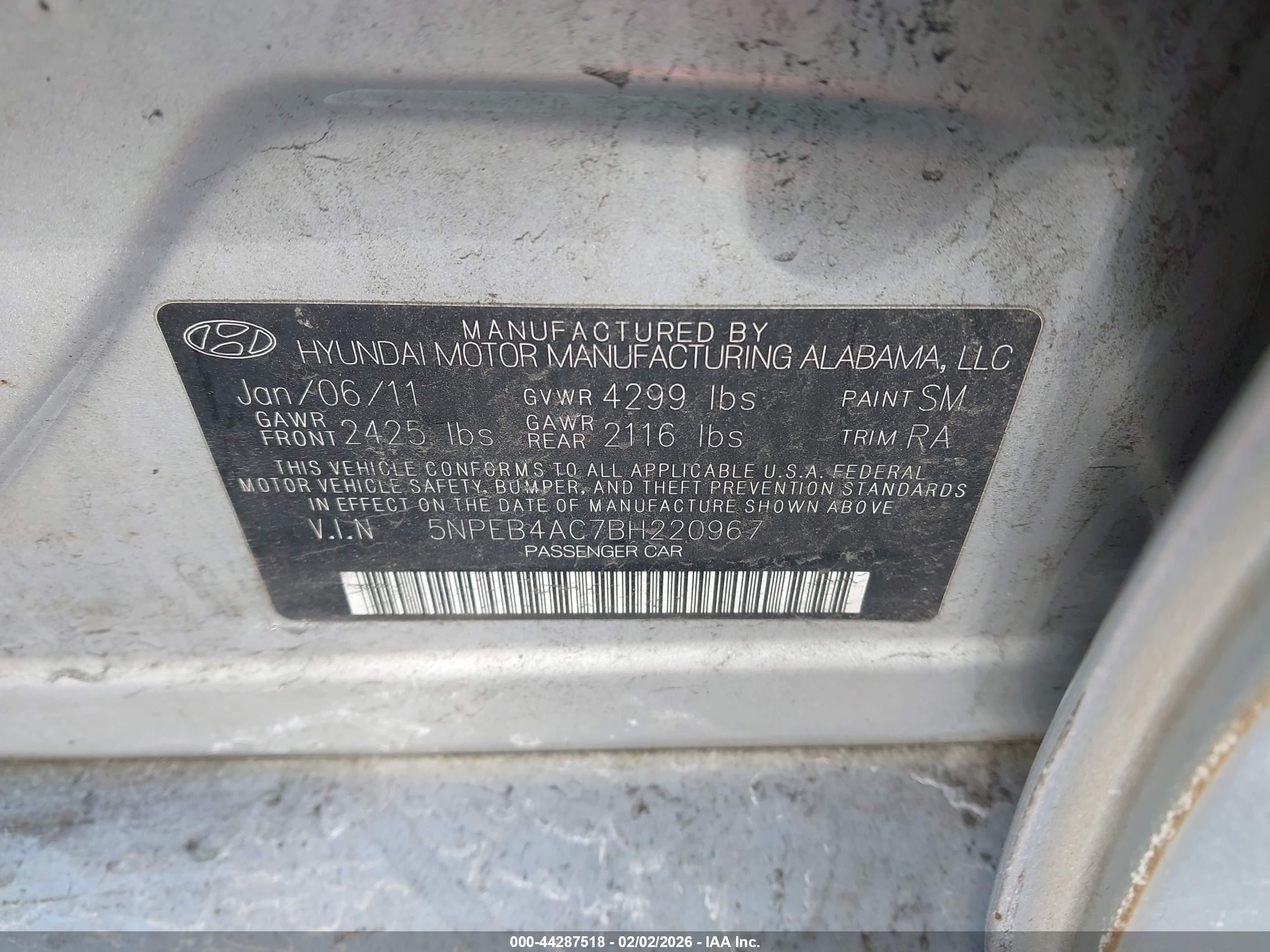 2011 Hyundai Sonata Gls Silver vin: 5NPEB4AC7BH220967