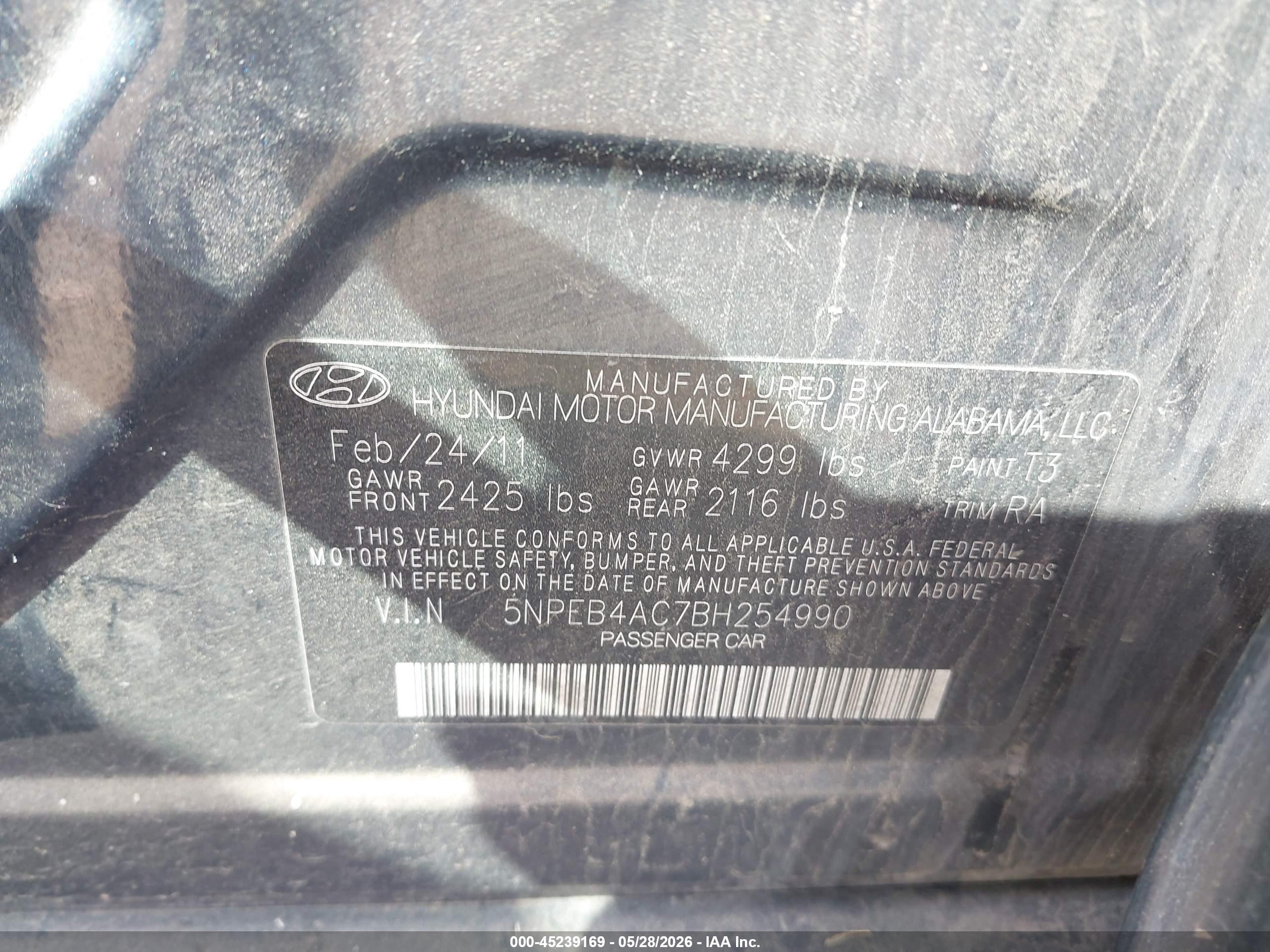 2011 Hyundai Sonata Gls Серый vin: 5NPEB4AC7BH254990