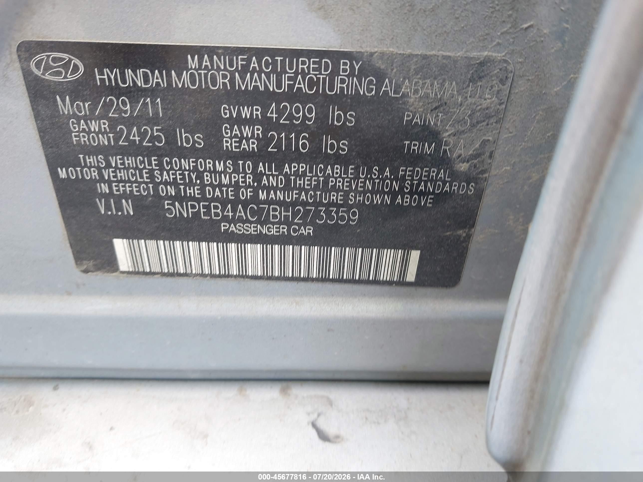 2011 Hyundai Sonata Gls Серебряный vin: 5NPEB4AC7BH273359