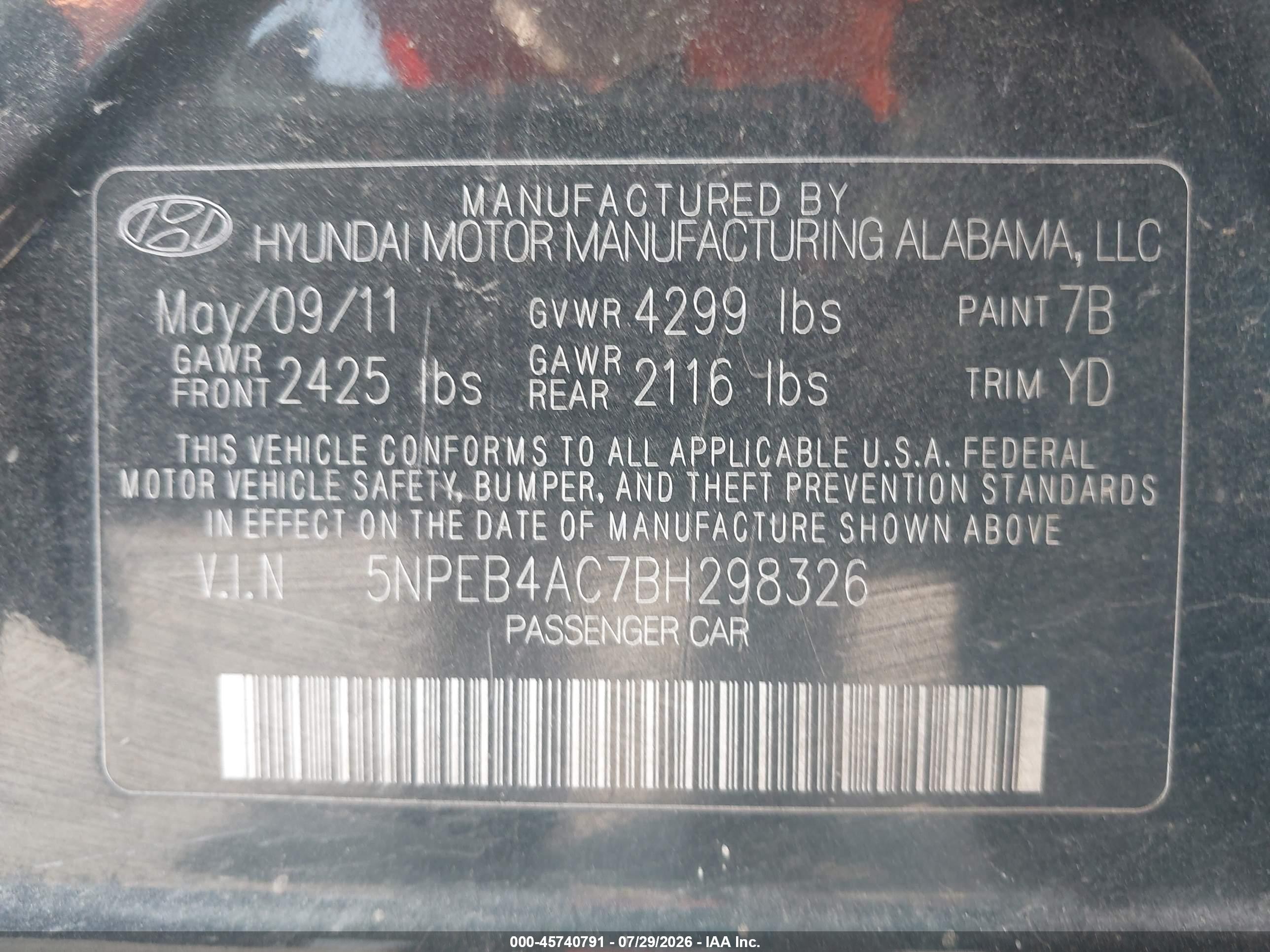 2011 Hyundai Sonata Gls Black vin: 5NPEB4AC7BH298326