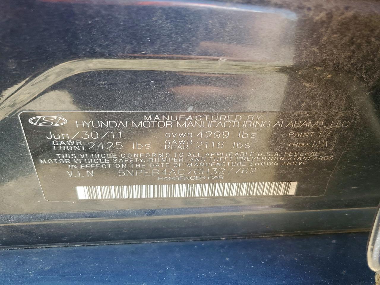 2012 Hyundai Sonata Gls Charcoal vin: 5NPEB4AC7CH327762