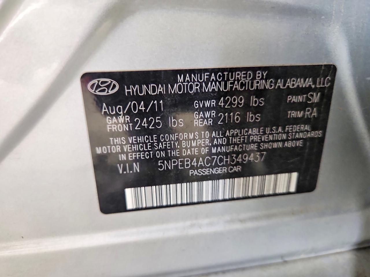 2012 Hyundai Sonata Gls Silver vin: 5NPEB4AC7CH349437
