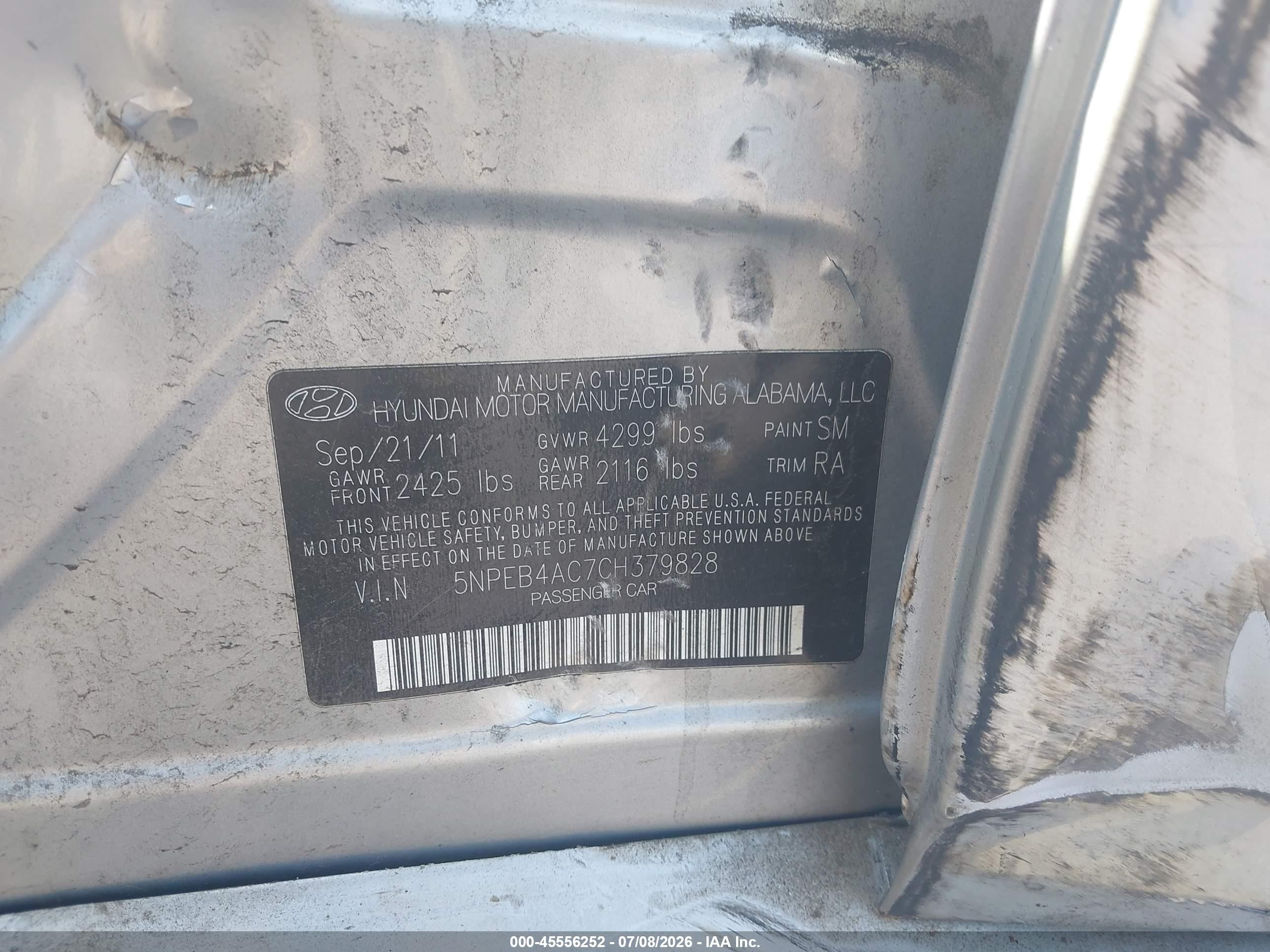 2012 Hyundai Sonata Gls Silver vin: 5NPEB4AC7CH379828