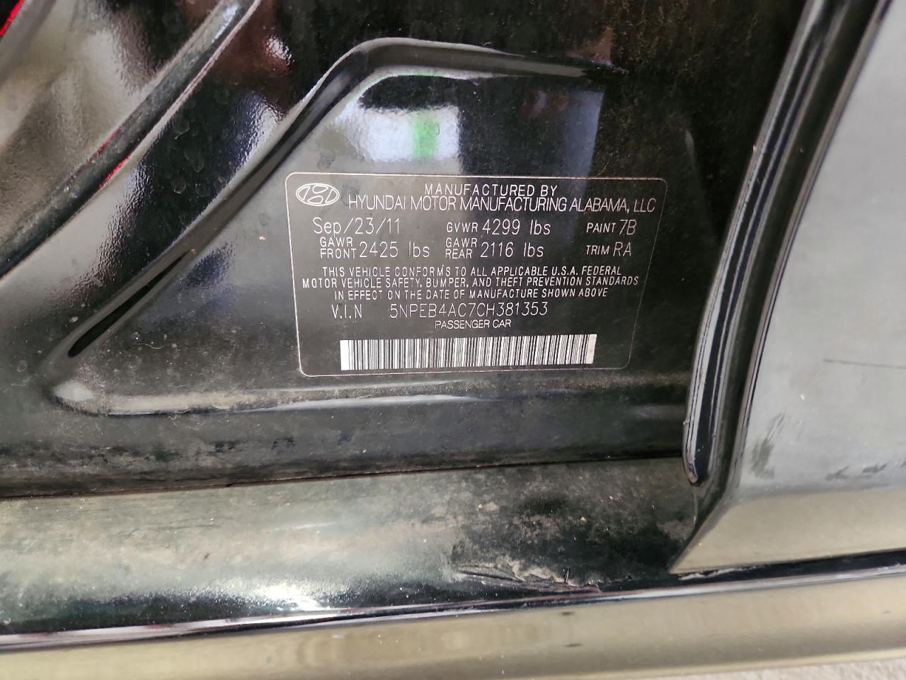 2012 Hyundai Sonata Gls Black vin: 5NPEB4AC7CH381353