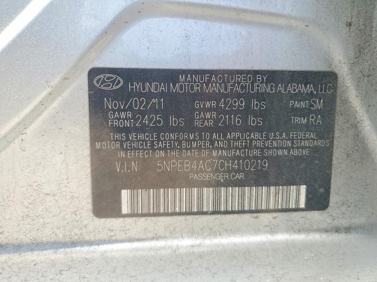 2012 Hyundai Sonata Gls Silver vin: 5NPEB4AC7CH410219