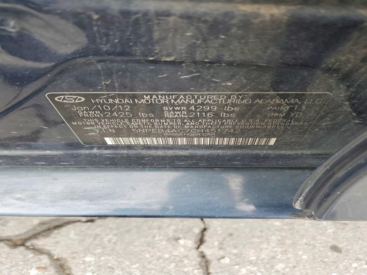 2012 Hyundai Sonata Gls Blue vin: 5NPEB4AC7CH451742
