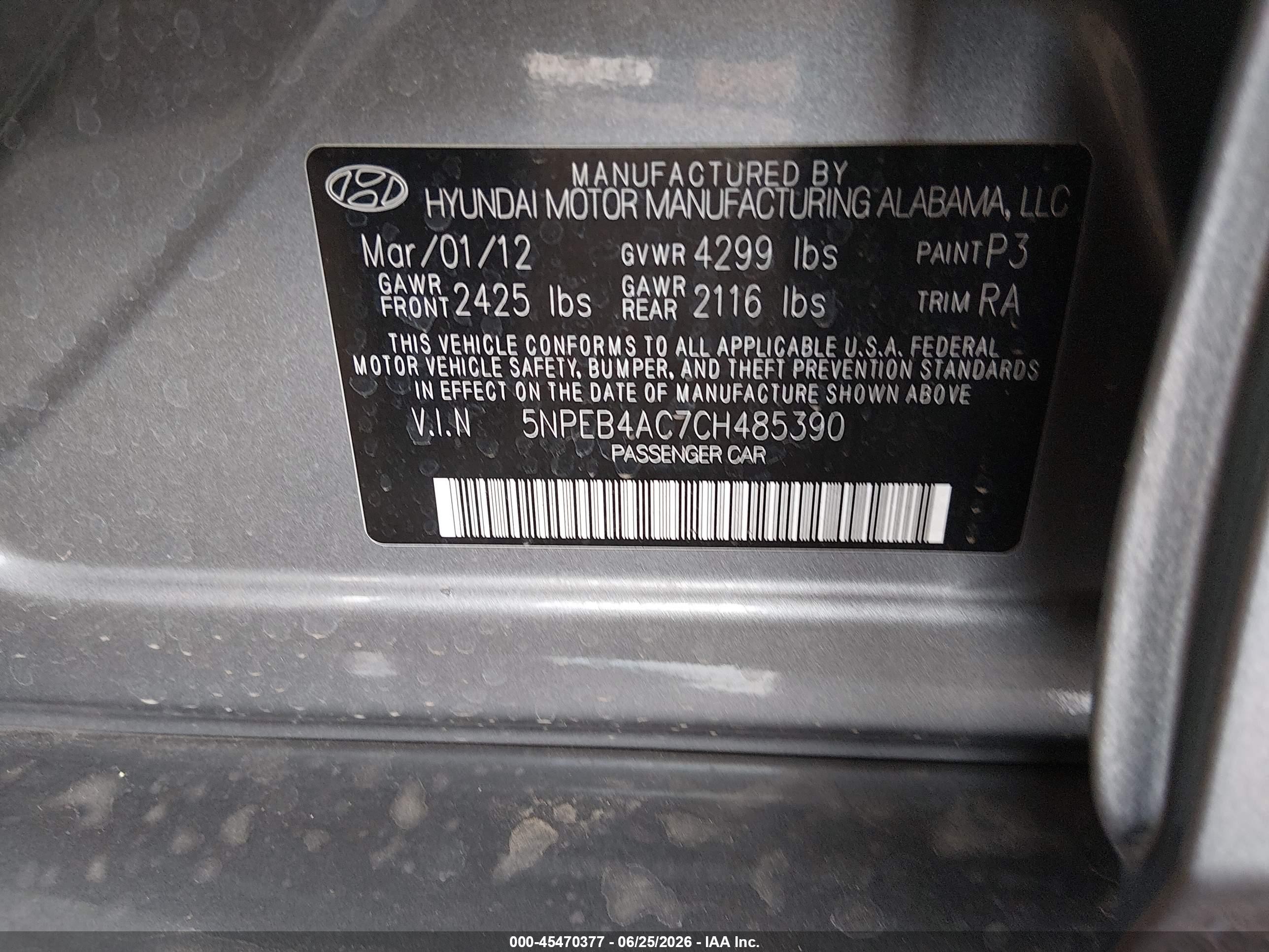 2012 Hyundai Sonata Gls Silver vin: 5NPEB4AC7CH485390