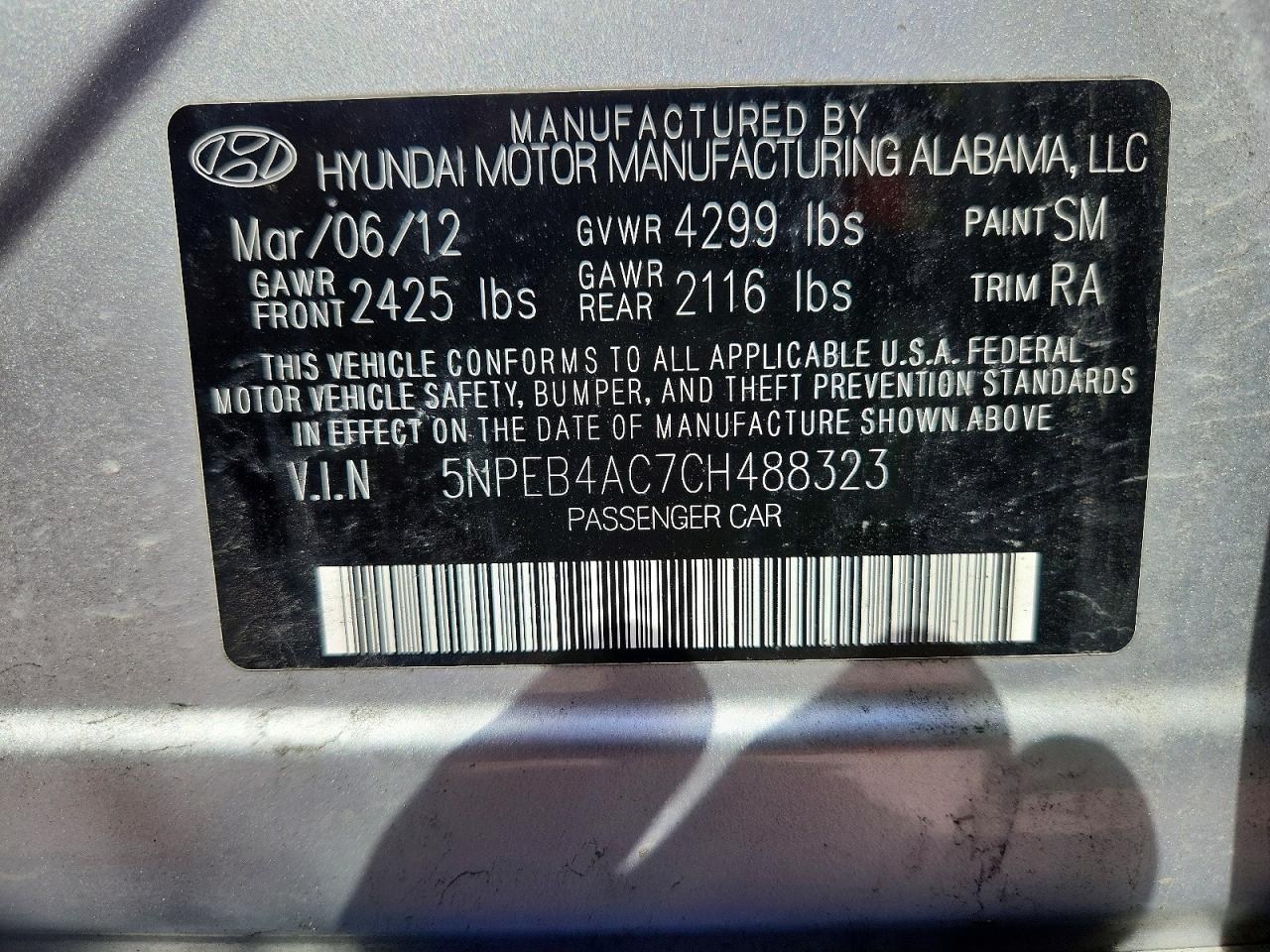 2012 Hyundai Sonata Gls Silver vin: 5NPEB4AC7CH488323