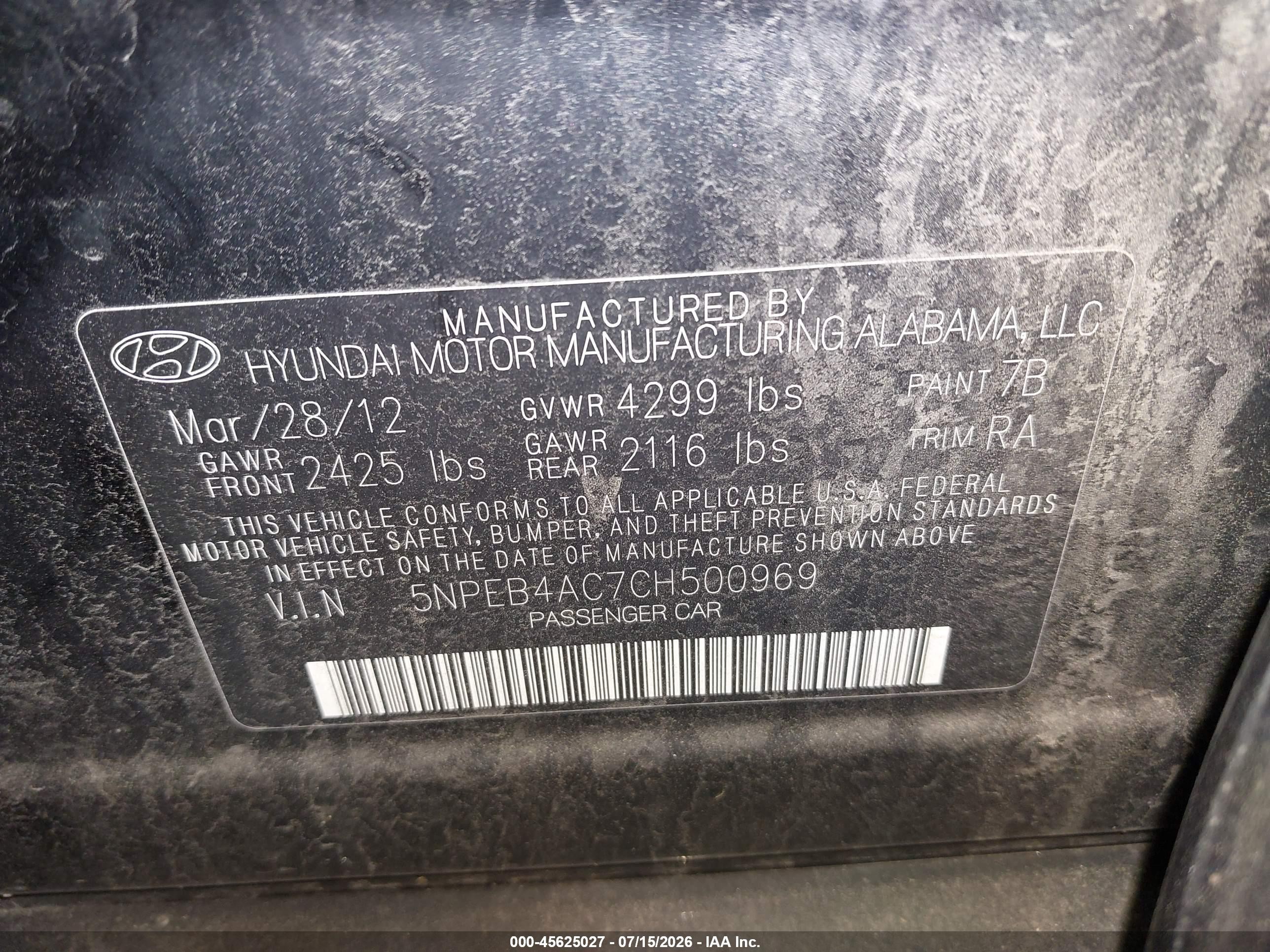 2012 Hyundai Sonata Gls Black vin: 5NPEB4AC7CH500969