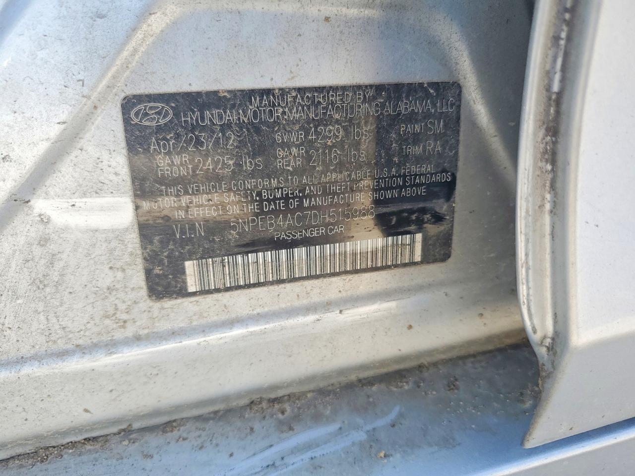 2013 Hyundai Sonata Gls Silver vin: 5NPEB4AC7DH515988