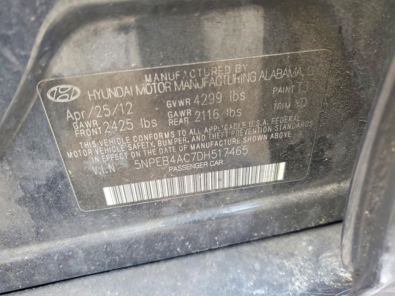 2013 Hyundai Sonata Gls Black vin: 5NPEB4AC7DH517465