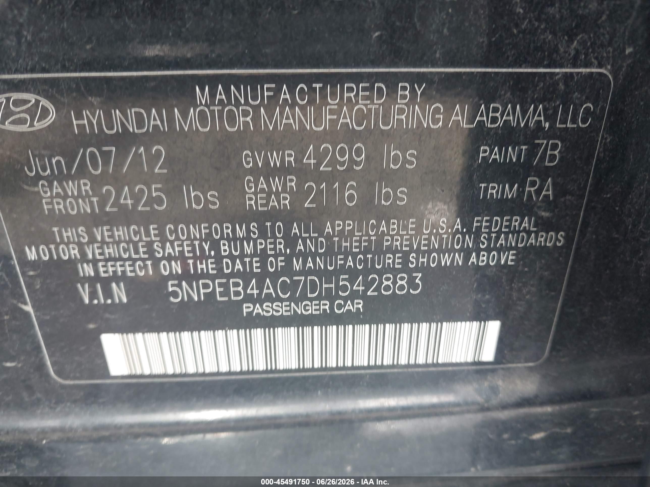 2013 Hyundai Sonata Gls Black vin: 5NPEB4AC7DH542883