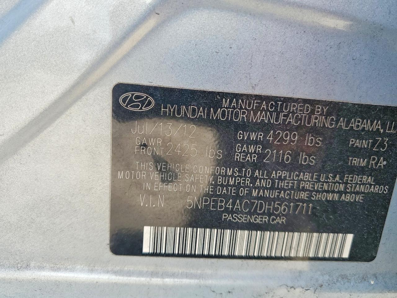2013 Hyundai Sonata Gls Blue vin: 5NPEB4AC7DH561711