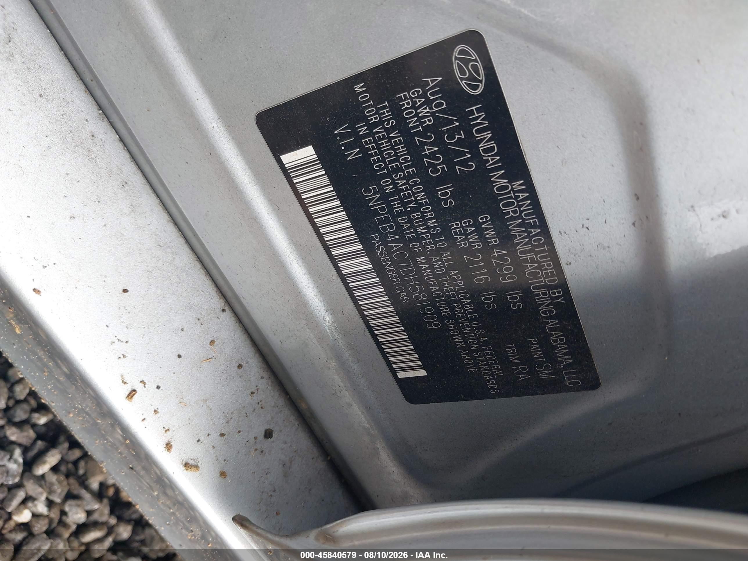 2013 Hyundai Sonata Gls Silver vin: 5NPEB4AC7DH581909