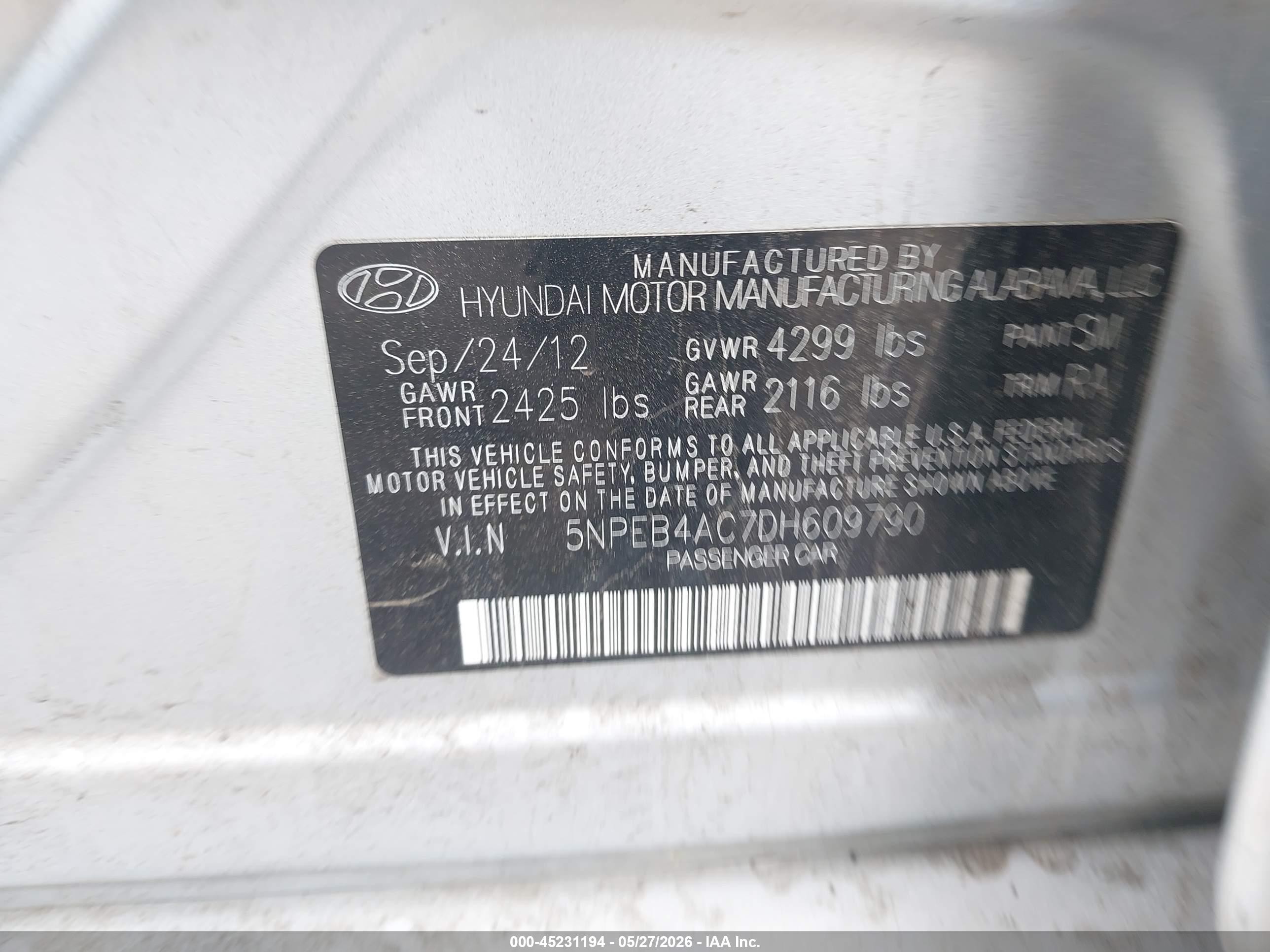 2013 Hyundai Sonata Gls Серебряный vin: 5NPEB4AC7DH609790