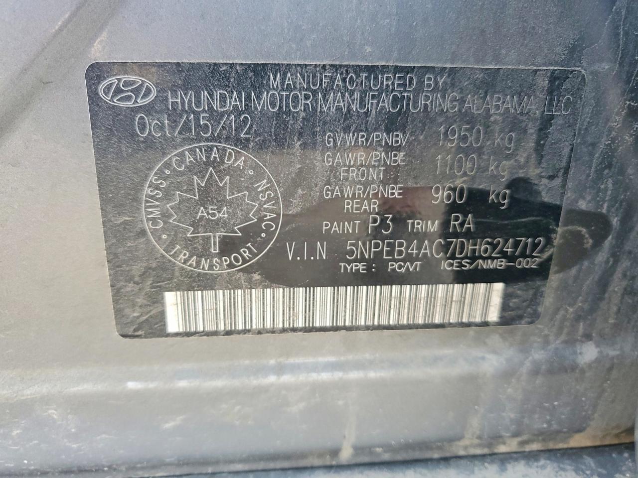 2013 Hyundai Sonata Gls Gray vin: 5NPEB4AC7DH624712