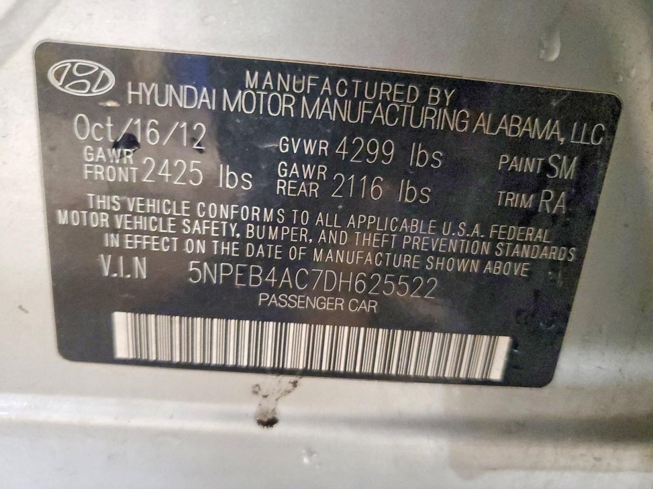 2013 Hyundai Sonata Gls Серебряный vin: 5NPEB4AC7DH625522