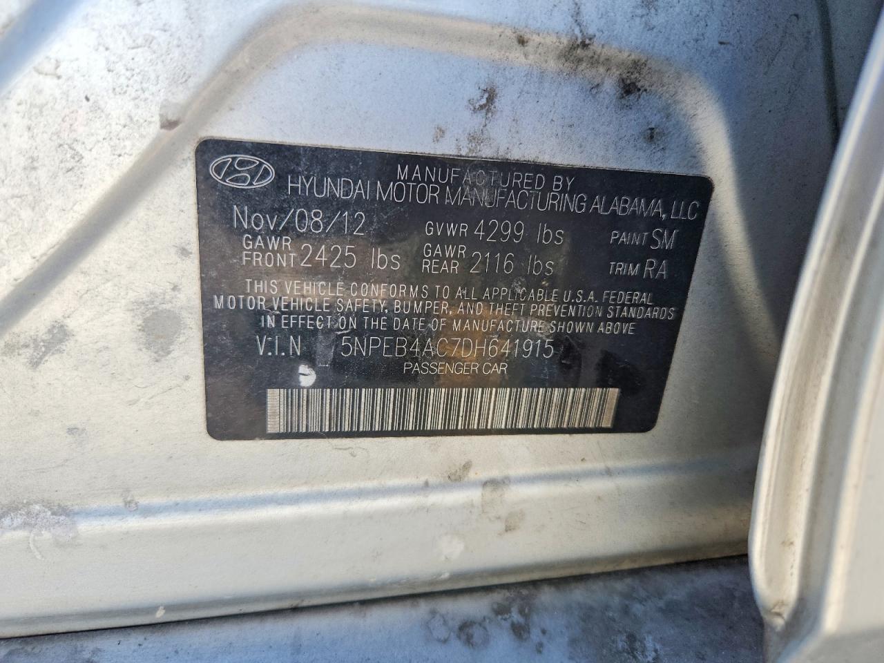 2013 Hyundai Sonata Gls Silver vin: 5NPEB4AC7DH641915