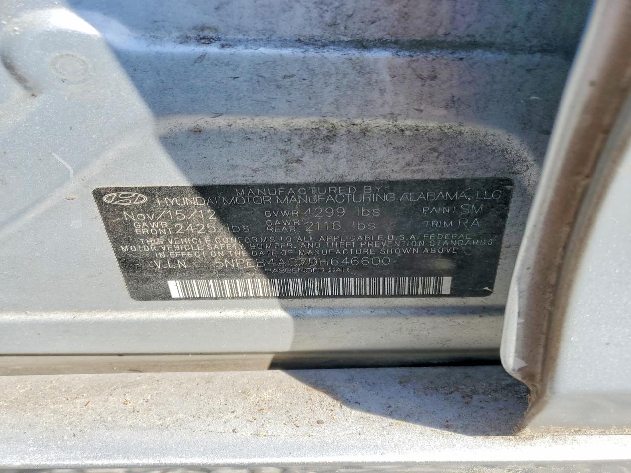 2013 Hyundai Sonata Gls Silver vin: 5NPEB4AC7DH646600