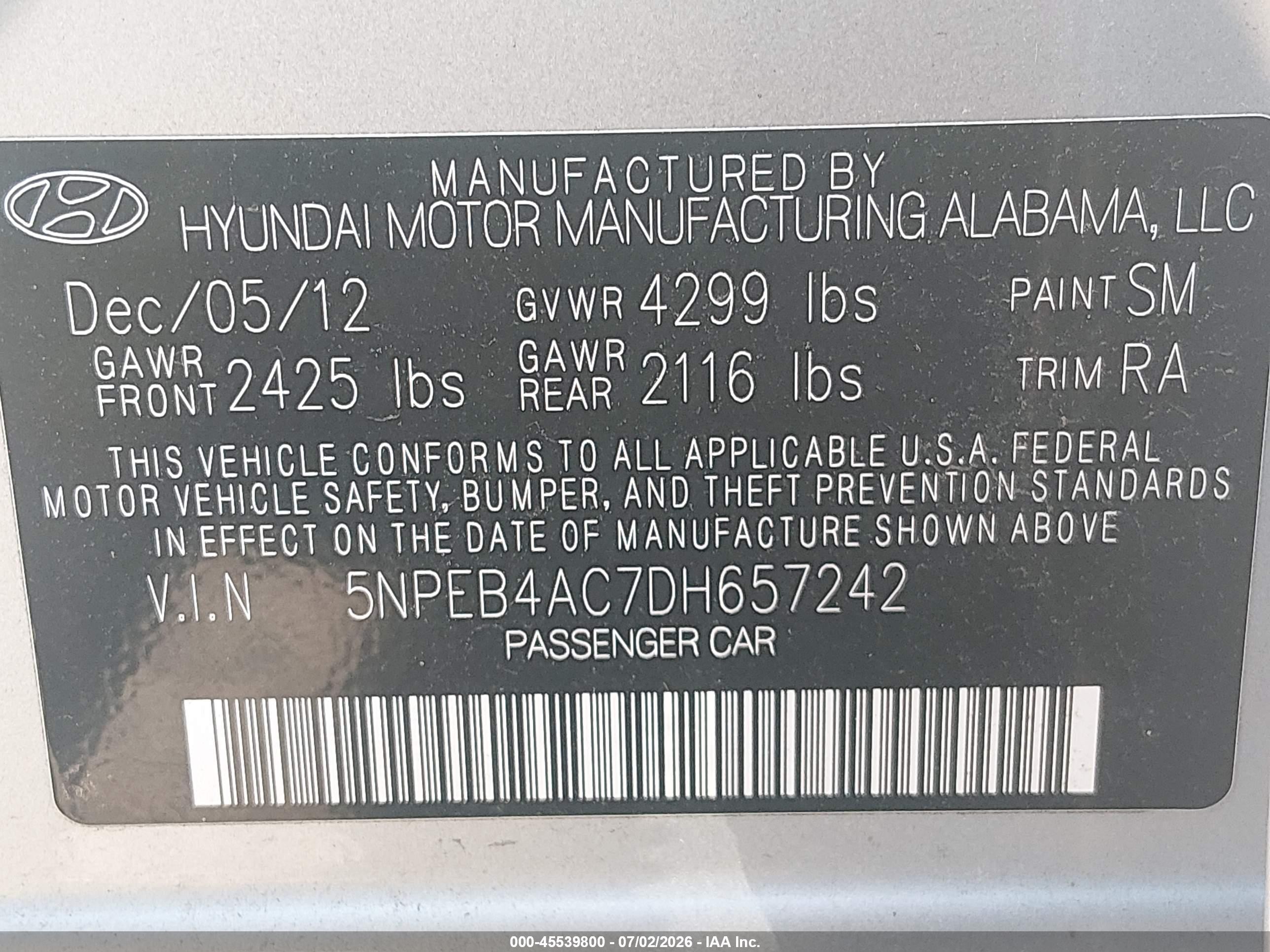2013 Hyundai Sonata Gls Silver vin: 5NPEB4AC7DH657242