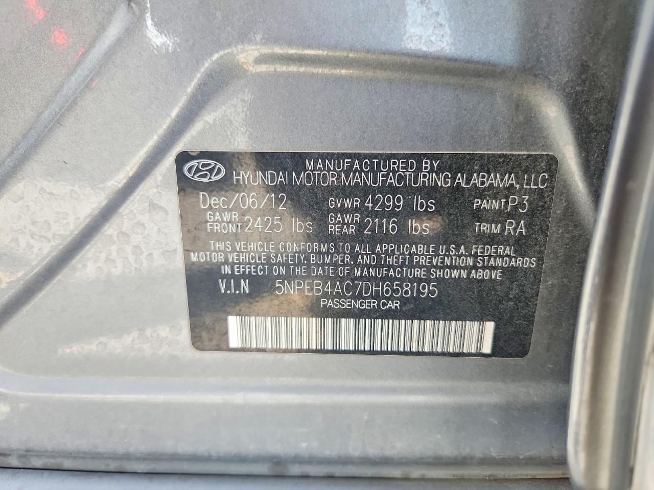 2013 Hyundai Sonata Gls Gray vin: 5NPEB4AC7DH658195