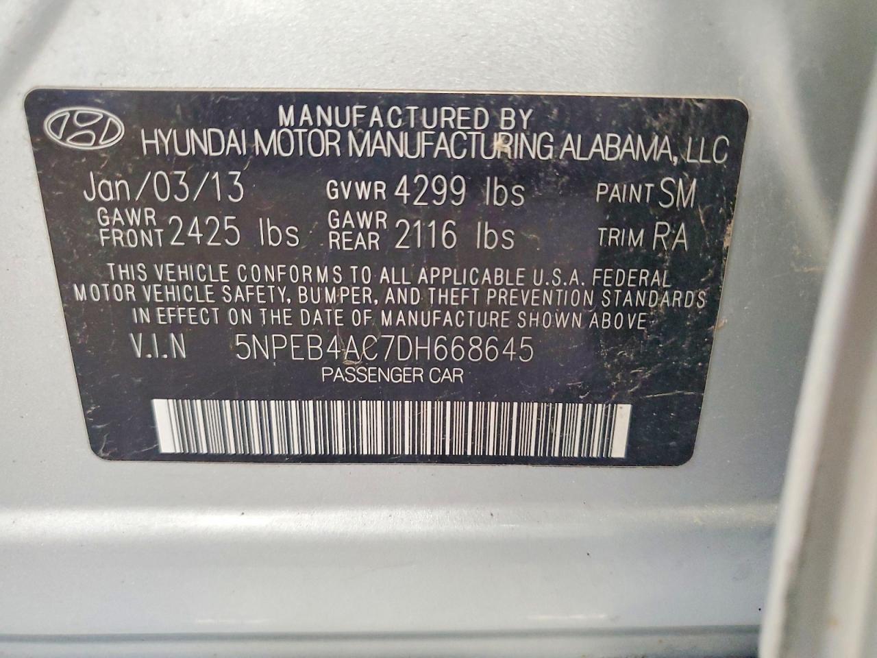2013 Hyundai Sonata Gls Silver vin: 5NPEB4AC7DH668645