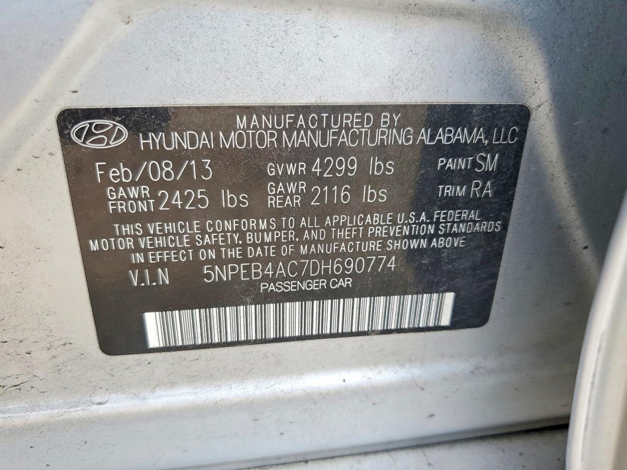 2013 Hyundai Sonata Gls Серебряный vin: 5NPEB4AC7DH690774