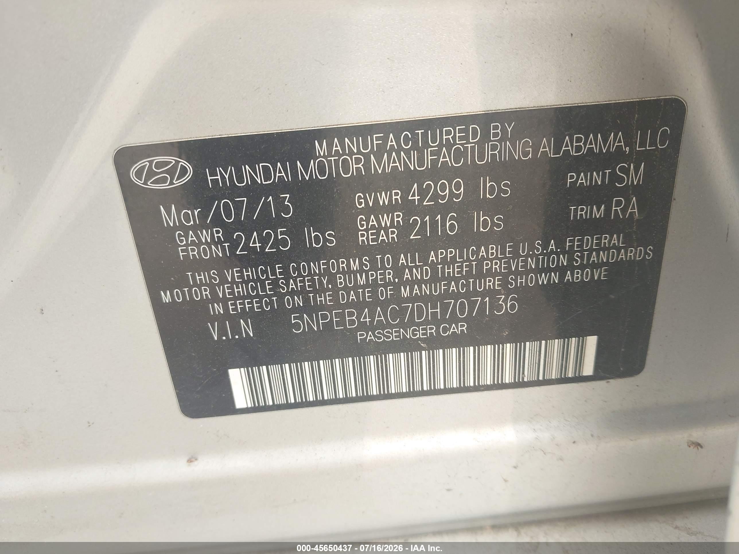 2013 Hyundai Sonata Gls Silver vin: 5NPEB4AC7DH707136