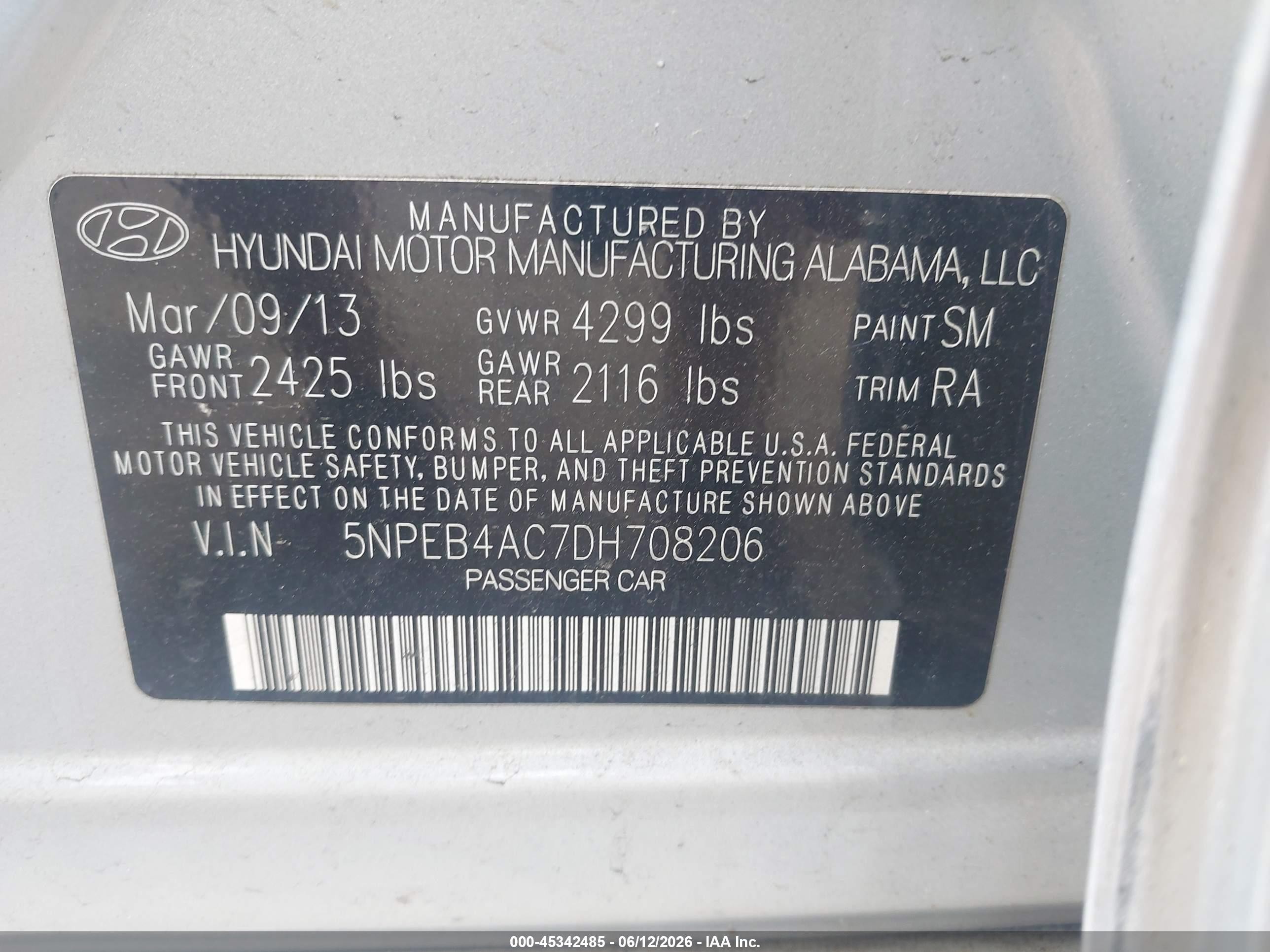 2013 Hyundai Sonata Gls Silver vin: 5NPEB4AC7DH708206
