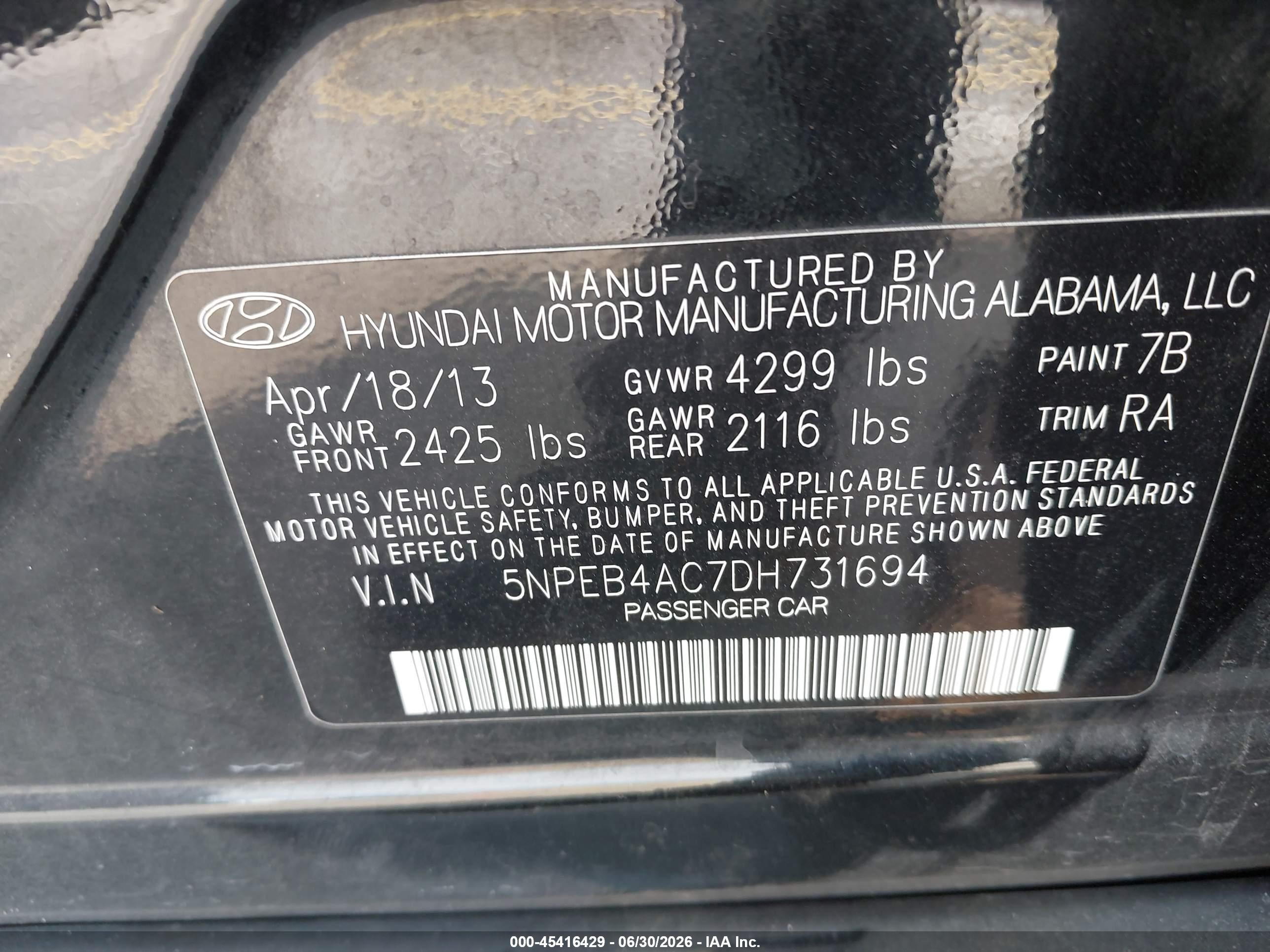 2013 Hyundai Sonata Gls Black vin: 5NPEB4AC7DH731694