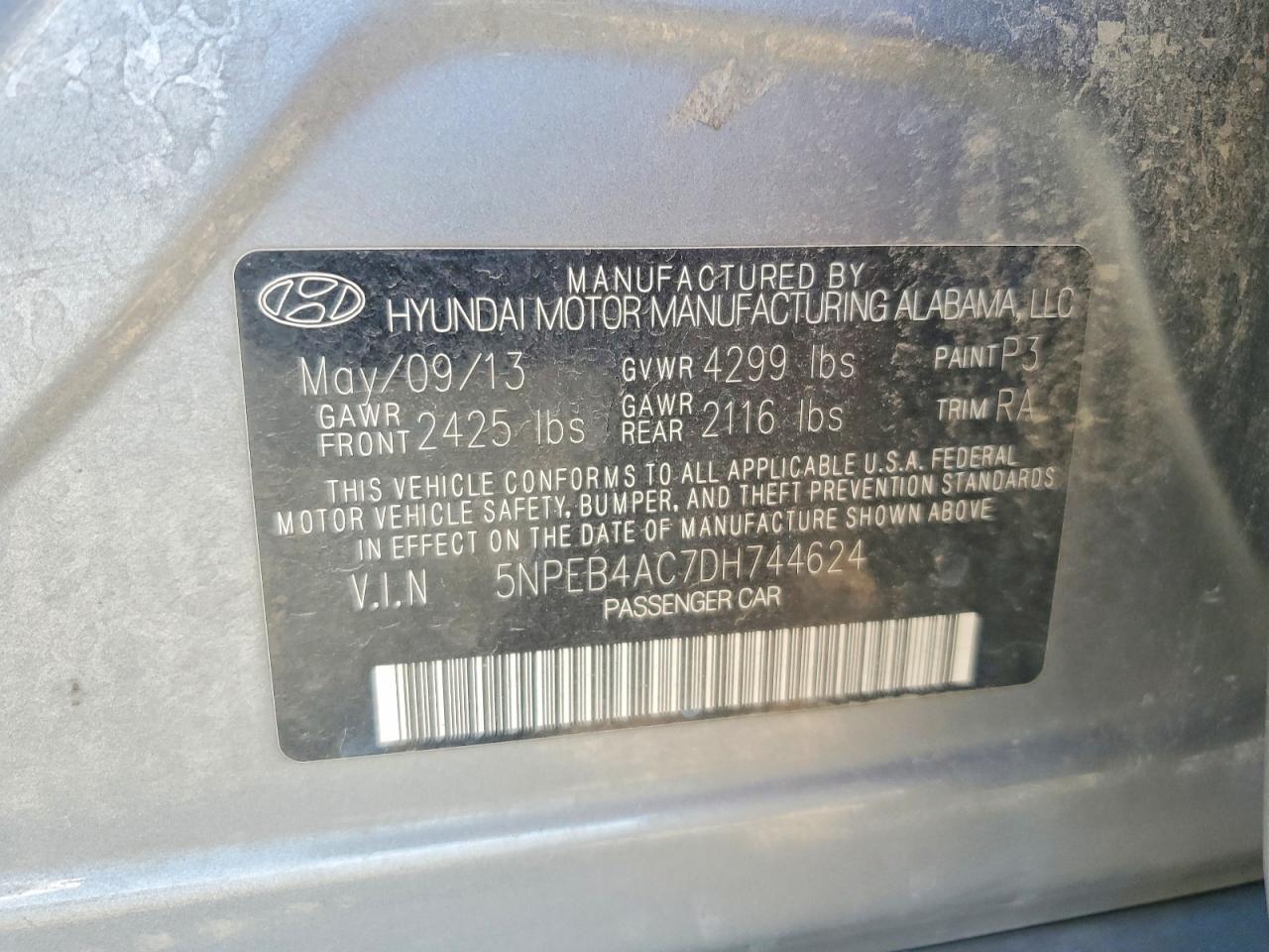 2013 Hyundai Sonata Gls Gray vin: 5NPEB4AC7DH744624