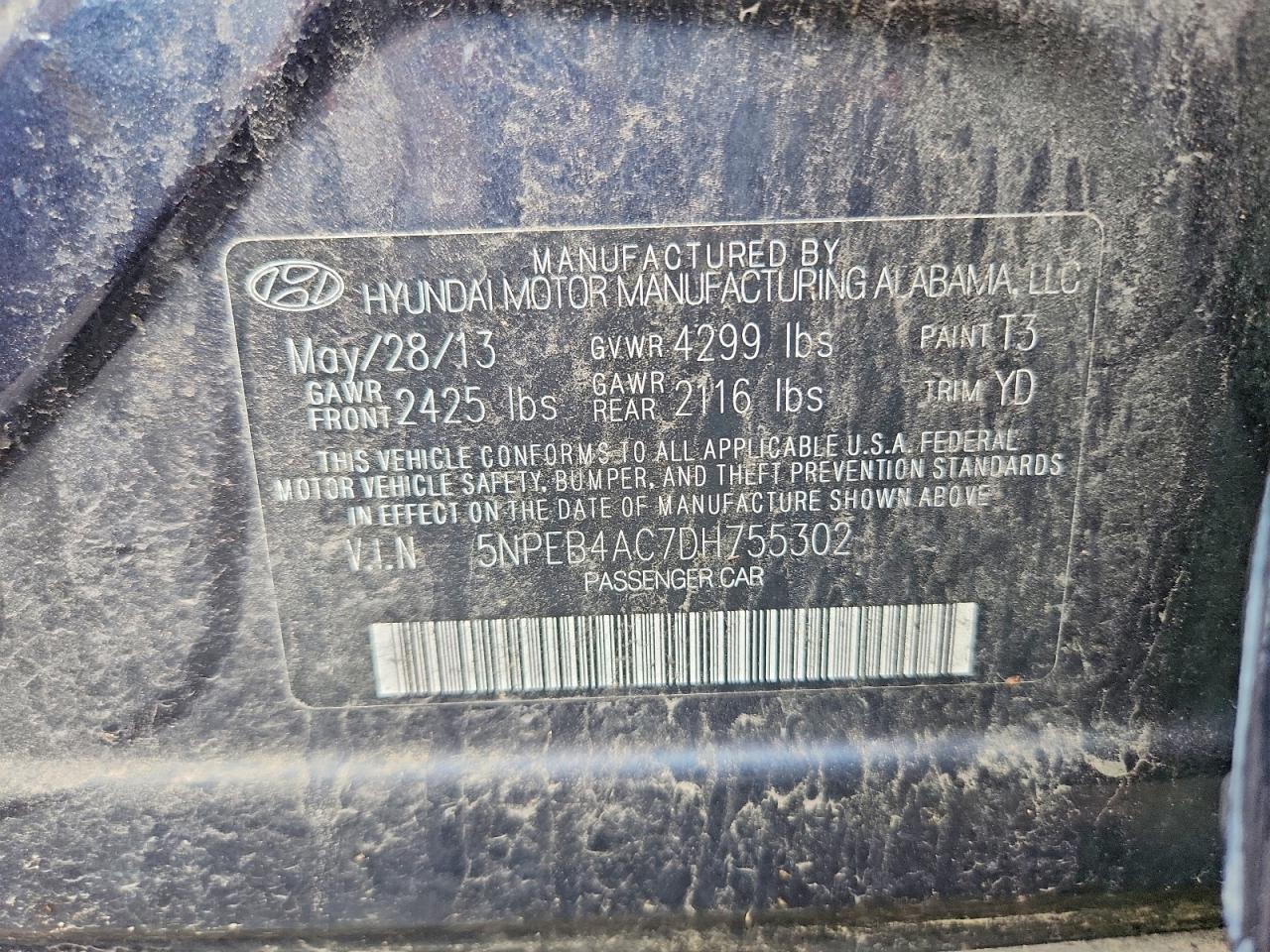 2013 Hyundai Sonata Gls Blue vin: 5NPEB4AC7DH755302