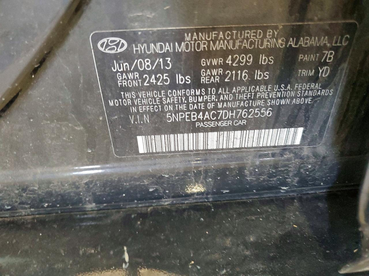 2013 Hyundai Sonata Gls Black vin: 5NPEB4AC7DH762556