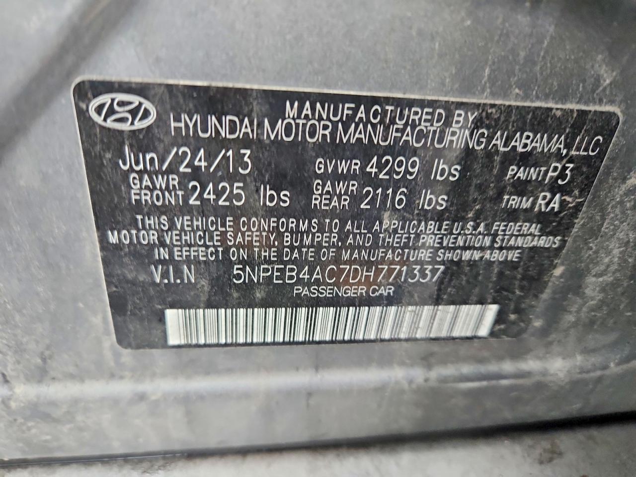 2013 Hyundai Sonata Gls Gray vin: 5NPEB4AC7DH771337