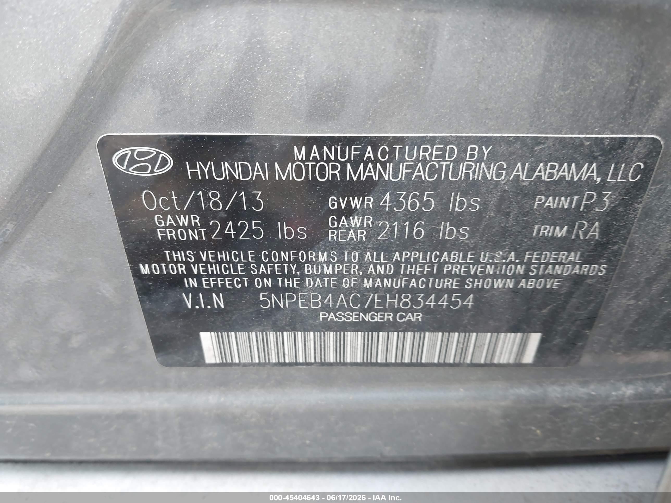 2014 Hyundai Sonata Gls Gray vin: 5NPEB4AC7EH834454