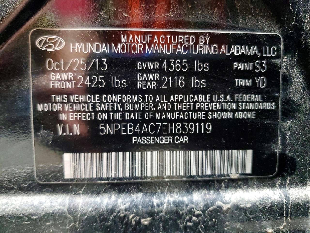 2014 Hyundai Sonata Gls Черный vin: 5NPEB4AC7EH839119