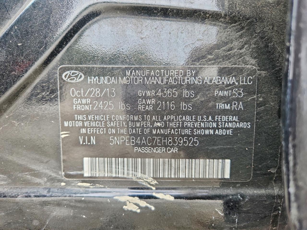 2014 Hyundai Sonata Gls Black vin: 5NPEB4AC7EH839525