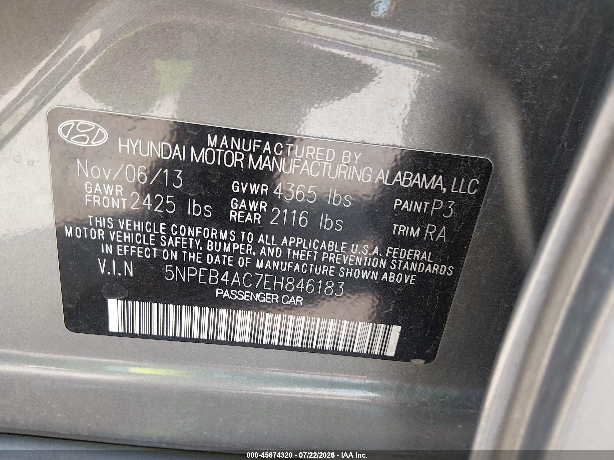 2014 Hyundai Sonata Gls Серый vin: 5NPEB4AC7EH846183