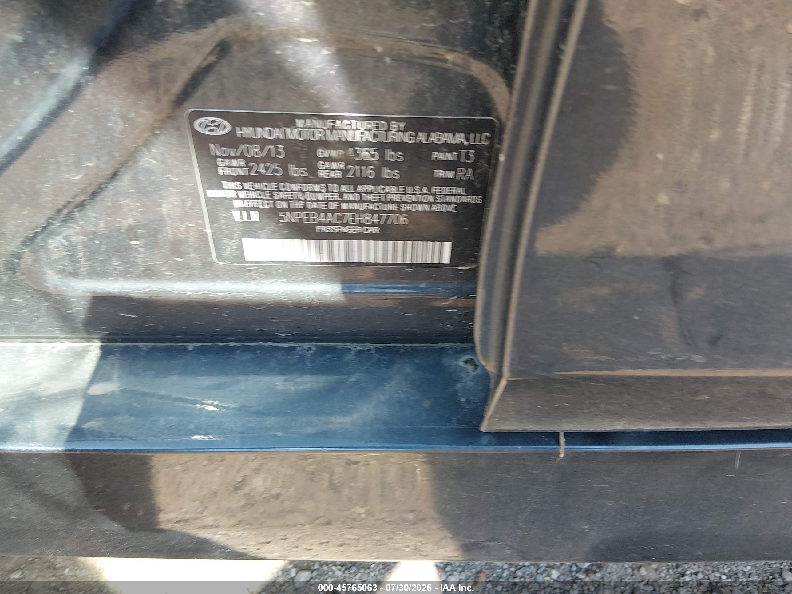 2014 Hyundai Sonata Gls Blue vin: 5NPEB4AC7EH847706