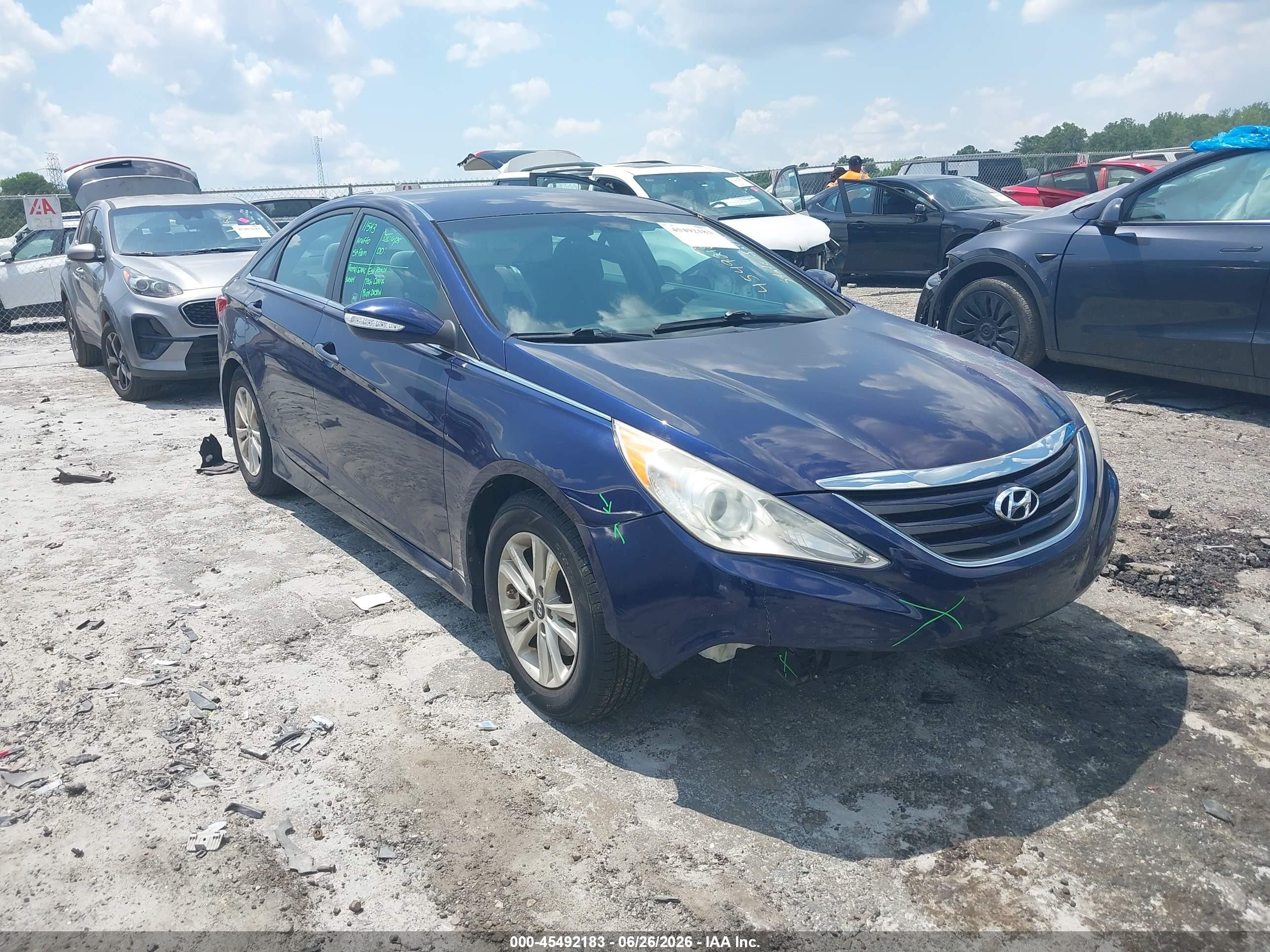 2014 Hyundai Sonata Gls Blue vin: 5NPEB4AC7EH852677