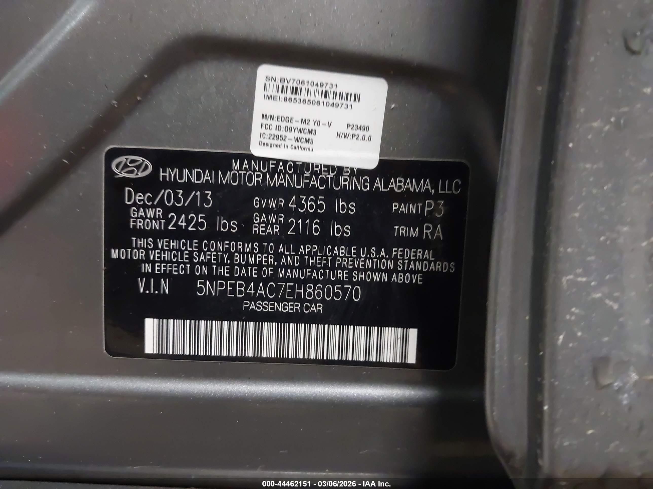 2014 Hyundai Sonata Gls Gray vin: 5NPEB4AC7EH860570