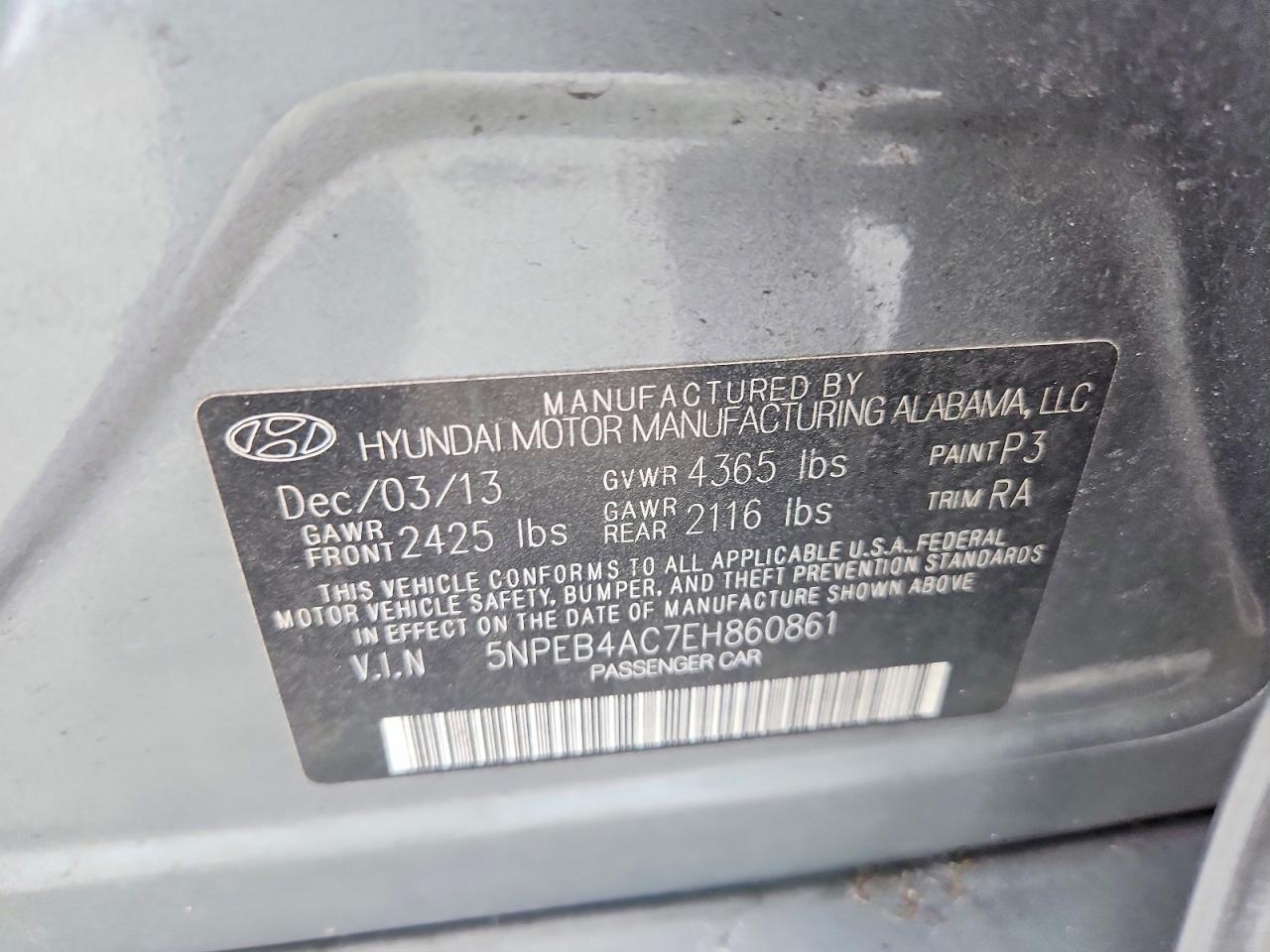 2014 Hyundai Sonata Gls Gray vin: 5NPEB4AC7EH860861